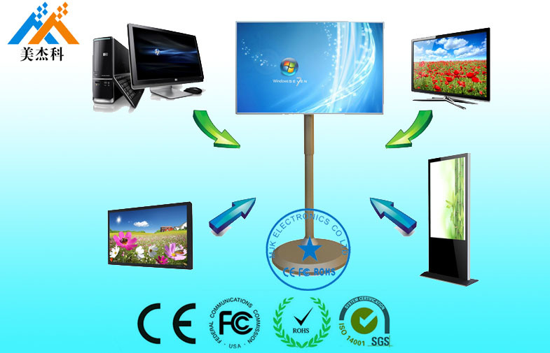 External HD Free Standing Digital Signage Kiosk Touch Screen 1080P For School