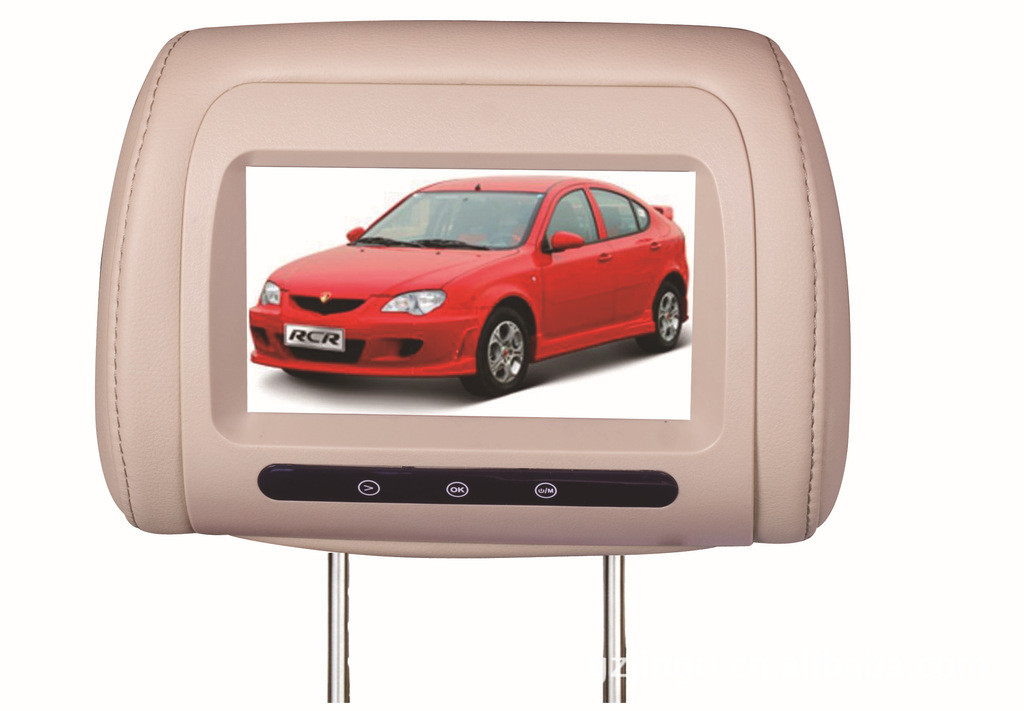 High Resolution 7" Car Seat LCD Screen Advertising Display USB MPEG4