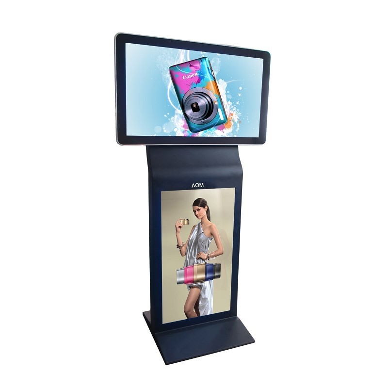 55 Inch Double Screen Kiosk LCD Digital Signage Display With Multi-Point Touch Panel
