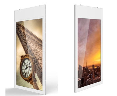 0.8mm Bezel 1920x1080 Double Sided Hanging Display 43"