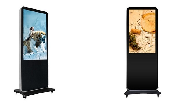 Indoor / Outdoor Advertising Floor Standing 42" Touch Screen With Wheels