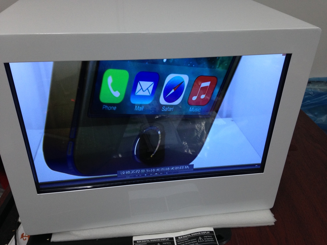 Metal Showcase Transparent free standing digital signage USB Port