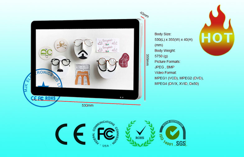 High Resolution Wall Mount LCD Display 16.7M Real Color / 16:9 Ratio