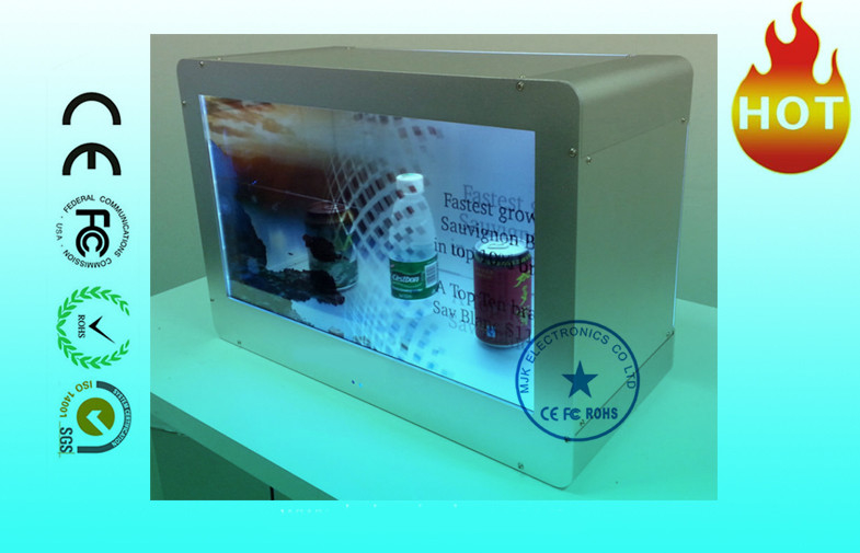 HD Advertising 22" Transparent LCD Display Wall mount With Show Case